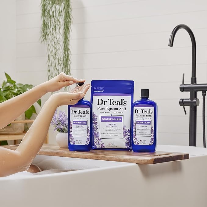 Dr Teal's Body Wash with Pure Epsom Salt, Soothe & Sleep with Lavender, 24 fl oz (Pack of 2)