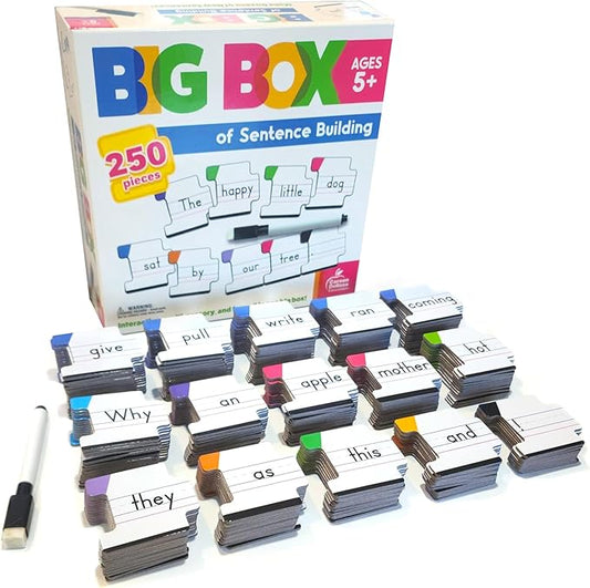 Carson Dellosa Big Box of Sentence Building for Kids, Write On Wipe Off Game with Color-Coded Parts of Speech Pieces and Dry Erase Marker, 250pc Toddler Puzzle Ages 5+