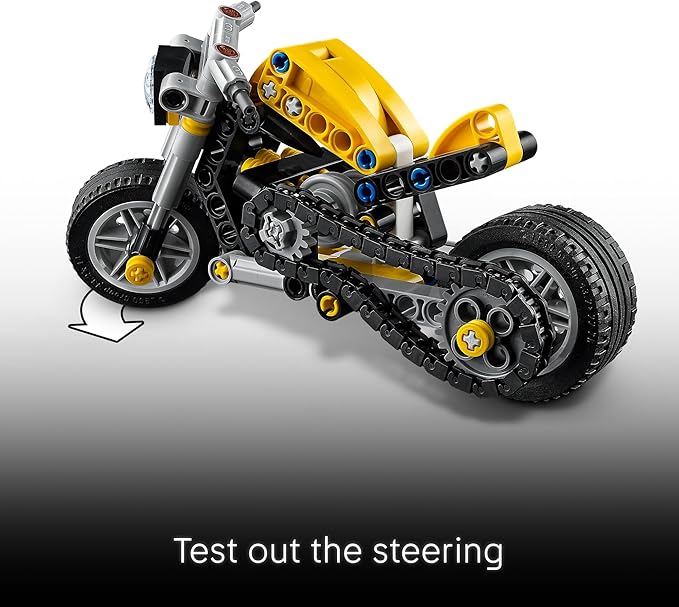 LEGO Technic Yellow Motorcycle Toy - Building Toy for Boys & Girls, Ages 7+ - Model Kit with Detailed Features - Bedroom Decor for Kids - Gift for Birthdays - 42225