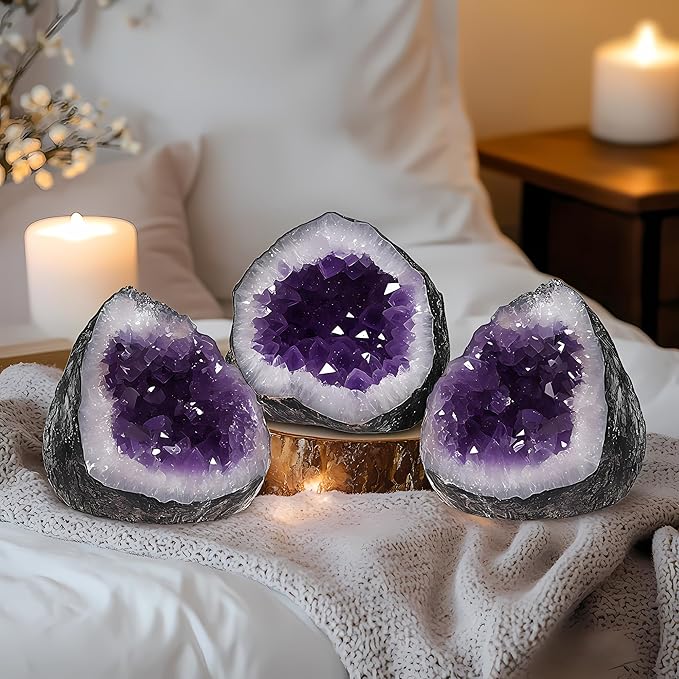 Amethyst Crystal (Approx. 0.882 lb–1.1lb, 3.15”–3.25”) Raw Amethyst Cluster Healing Crystals and Stones Reiki Chakra Tower Purple Quartz Geode for Spiritual Decor Crafts Protection