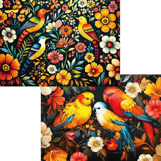 Jigsaw Puzzles 1000 Pieces for Adults, 2 Pack Bird and Flower Puzzles, Funny Puzzles for Adults,Vibrant Bird Theme, Challenging Adult Jigsaw Puzzles, Ideal for Home Decor