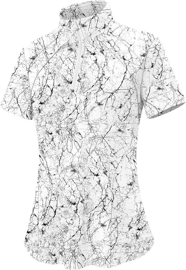 LOMON Womens Golf Polo Shirt Summer Short Sleeve Quarter Zip Outfit | Side-Pockets,Princess Seams,Cotton,Wrinkle Free,Moisture Wicking,Quick-Dry,Lightweight,Collared,for Tennis Workout