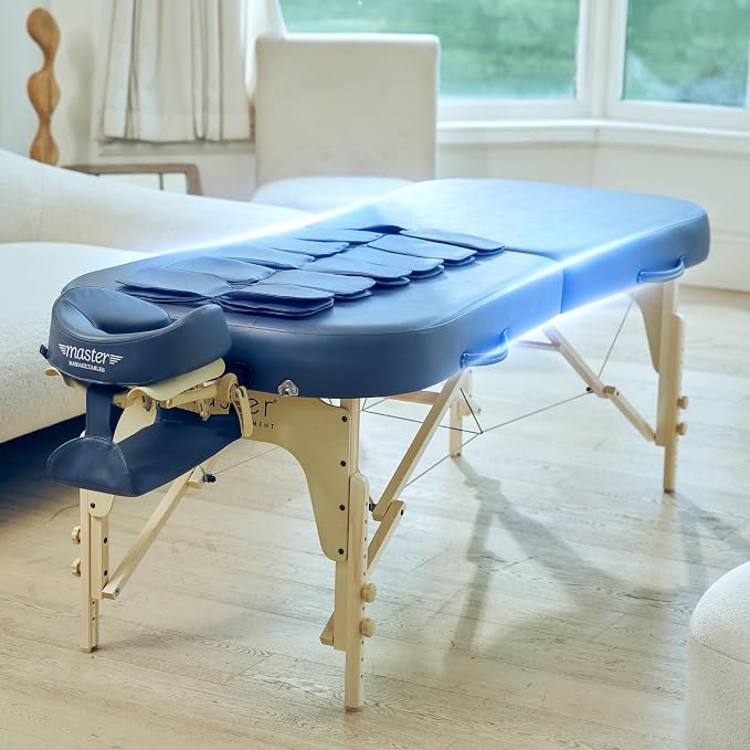 Concord 30" Portable AirWave Massage Table | Air Compression Full-Body Stretching & 3D Lumbar Support | Professional Folding Wellness Bed - Royal Blue