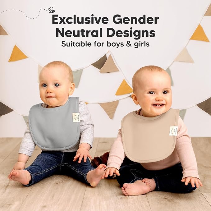 KeaBabies 8-Pack Organic Baby Bibs for Drooling and Teething - Soft Cotton Bibs for Baby Girl, Boy, Extra Absorbent, Easy to Clean & Put On for Toddler, Newborn, Infant 0-24 Months (Muted Pastel)