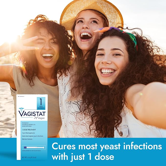 Vagisil Vagistat 1 Day Single-Dose Yeast Infection Treatment for Women, Antifungal Ointment Helps Relieve External Itching and Irritation, 1 Pre-Filled No Touch Vaginal Applicator (Pack of 1)
