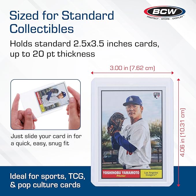 BCW 3x4 Standard Topload Card Holders | 100 Pack | Top Loaders for Cards | Rigid Card Protector | Fits Standard Size Cards Up to 35pt