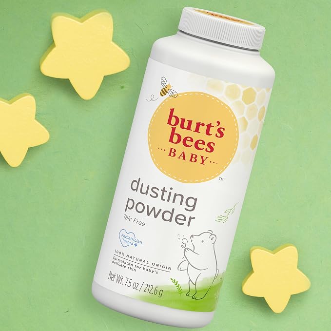 Burt's Bees Baby Dusting Powder, 100% Natural Origin, Talc-Free, Pediatrician Tested, 7.5 Ounces, Pack of 24, Pack May Vary