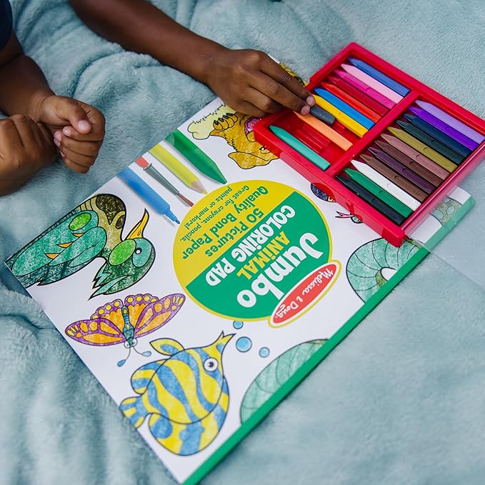 Melissa & Doug Jumbo 50-Page Kids' Coloring Pads 3-Pack - Animals, Vehicles, and Multi-Themed - FSC Certified