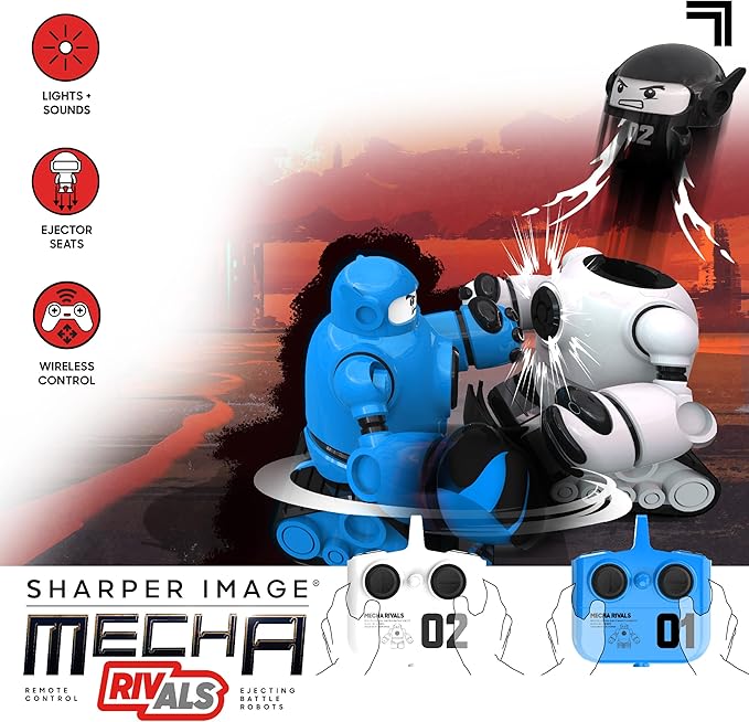 Sharper Image Mecha Rivals Remote Control Battle Robots, Two-Player Wireless Fighting Robots Game Set with Lights & Sounds, Solo & Versus Modes, Ejector Seats, Toys for 6+ Year Old Boys & Girls