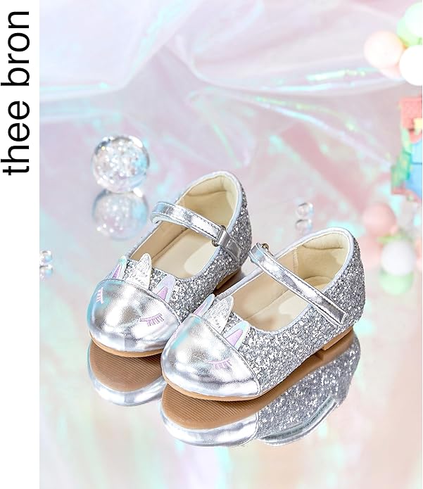 THEE BRON Mary Jane Ballet Flats - Girls' Dress Shoes with Hook & Loop Closure