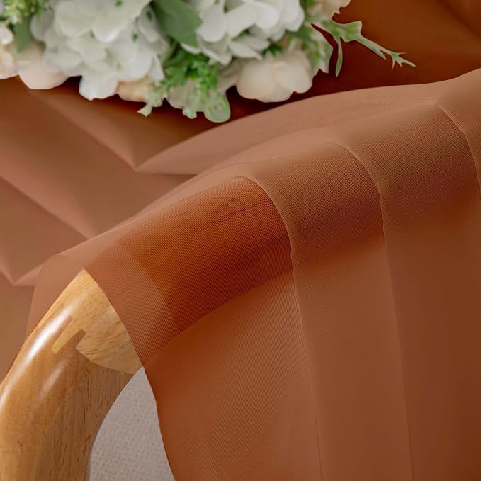 OWENIE Sheer Orange Curtains, Sheer Curtains 78 inch Length 2 Panels Set, Rod Pocket Voile Fimly Sheer Drapes for Living Room/Bedroom, 2pcs, Each 42" W x 78" L