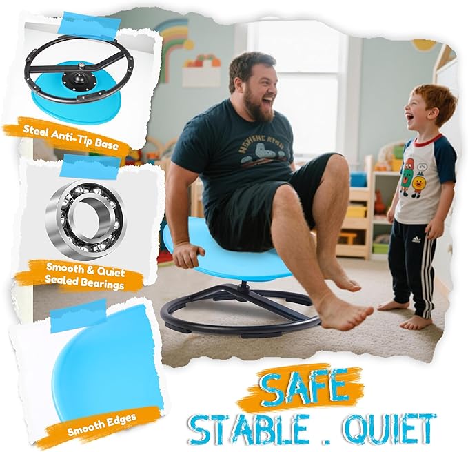 Spinning Chair for Autistic Kids – Sensory Spinning Toy, Spin Chair for Kids Autism, Sensory Swivel Seat for Balance, Coordination, Focus & ADHD Support, Autism Sensory Products (Blue)