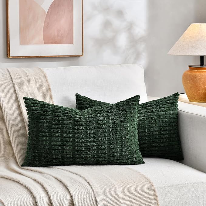 Fancy Homi 4 Packs Decorative Throw Pillow Covers for Living Room Couch Bed, Modern Farmhouse Boho Home Décor Accent Cushion Case, 20" x 12", Green Series
