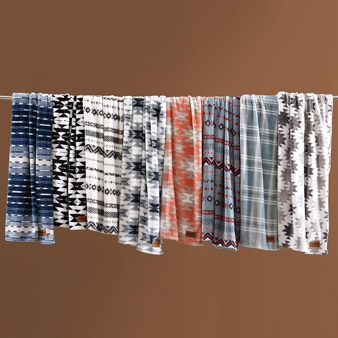 Wrangler - Blanket, Super Soft Plush Bedding, Yellowstone Inspired Throw Blanket for Couch or Bed (Diamond Trail Light Blue, 50" x 70")