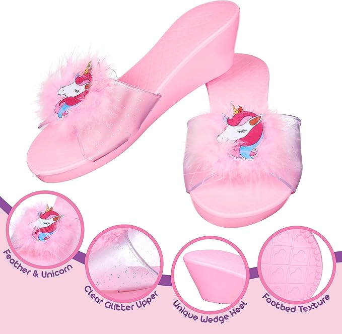 3-Pack Princess Shoe Set - Dress Up Royalty Kids Wedge Heels Slip On Shoes - Pastel Colored Princess Dress Up Shoes, Pretend Play Wedge Heels For Kids - Fits Toddler Size 7-10