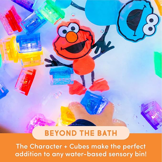 Glo Pals x Sesame Street Water-Activated Light-Up Cubes for Sensory Play (Elmo - Cubes with Character)
