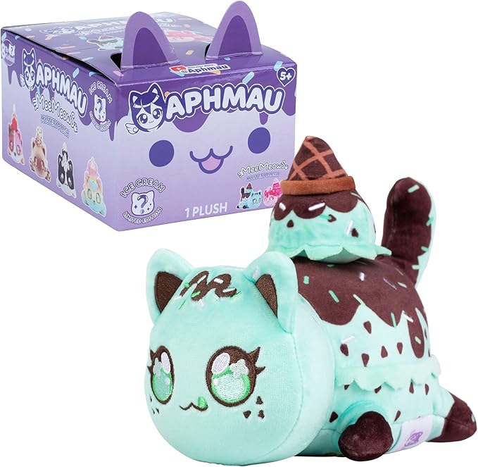 Aphmau 6” MeeMeow Mystery Plush – Ice Cream; YouTube Gaming Channel, Blind Box, 1 of 8 Possible Ice Cream MeeMeows, Official Merch