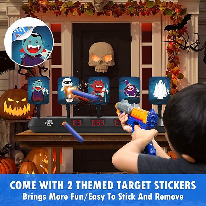 Lehoo Castle Shooting Targets for Nerf, 5 Targets Shooting Games for Kids, Digital Scoring for Nerf Guns Target, Gifts for 5 6 7 8 9 10 Year Old Boy