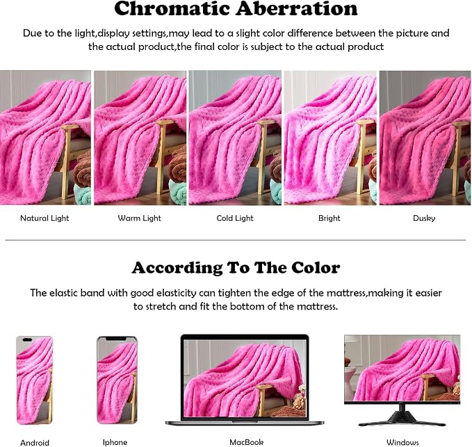 NEWCOSPLAY 3D Waffle Checkered Flannel Throw Blanket, Hot Pink, 50"x70" | Super Soft Cute Lightweight Decorative Premium Silky Fleece Blanket for Couch Sofa Bed, Gift for Women Men, All Season Use