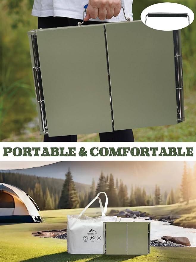 Charmline 18 x 13 inches Large Foldable Portable Charcoal BBQ Grill, Camping BBQ Grill for 3–5 People, Ideal for Camping, Garden, Beach, Picnic & Tabletop Use, Green