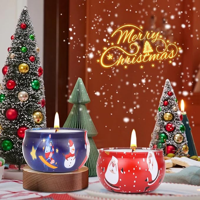 Christmas Candle Set, 8 Pack Christmas Scented Candles Gift Set, Bulk Stocking Stuffers for Coworkers Adults Women, Small Aromatherapy Candles Gift Baskets for Birthday Decoration Holiday