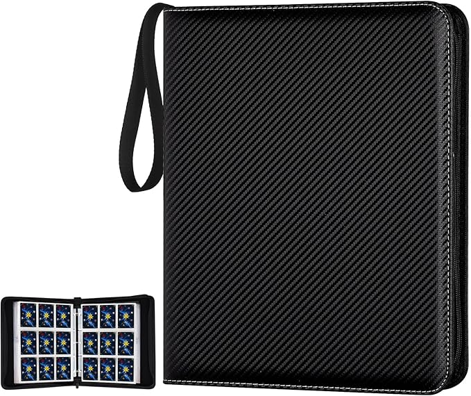 GERMUN Trading Card Binder, 900 Pockets Card Binder, 9-Pocket Sided Pocket Sports Card Binder, Premium Card Binders Compatible with MTG, TCG, Baseball Cards(Carbon Black)