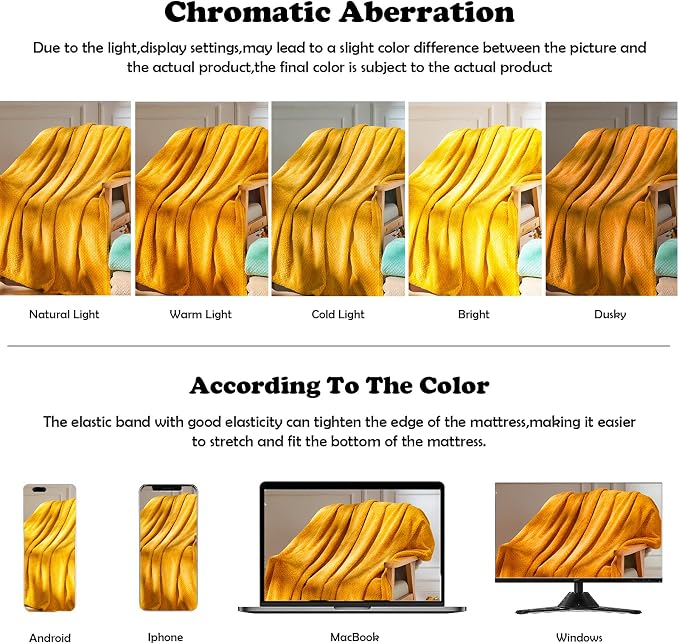 NEWCOSPLAY Fleece Leaves Pattern Throw Blanket, Mustard Yellow, 50"x60" | Super Soft Throw Blanket, Lightweight Cozy Bed Sofa Blanket, Premium Silky Flannel Fleece, Travel Blanket for All Season Use