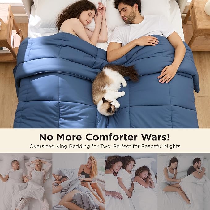 Bedsure Comforter Duvet Insert - Quilted Comforters Oversized King, All Season Duvet, GentleSoft Down Alternative Bedding, with 8 Tabs, Gifts for Women/Men, Dark Slate Blue, Oversize King 116x98Inche