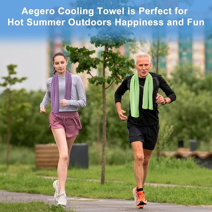 Aegero 4 Pack Cooling Towel (40"x12"), Cooling Neck Wraps,Soft Breathable Chilly Towel, IceTowel, Microfiber Towels for Yoga, Sport, RunninGym, Camping, Fitness, Workout & More Activities(Multicolor5)