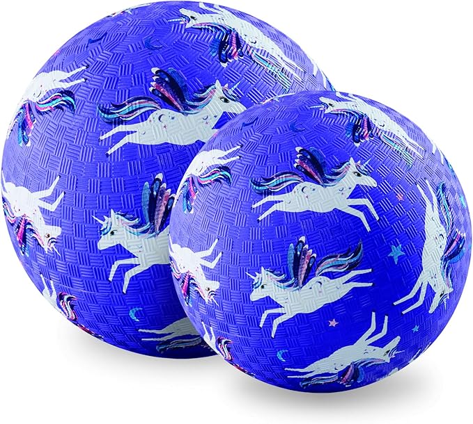 Crocodile Creek Playground Ball - Durable Rubber Ball for Kids Ages 3 and Up - Bouncy Inflatable Ball for Kickball, Indoor Games, and Outdoor Sports - PVC-Free - Purple Unicorn - 5-inch Diameter