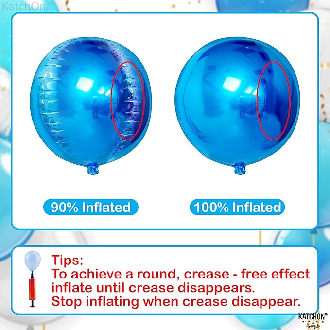 KatchOn, Large Blue Mylar Balloons - 22 Inch, Pack of 6 | Royal Blue Metallic Balloons for Ramadan Decorations | Eid Decorations, Birthday, Gender Reveal, Baby Shower, Under The Sea Party Decorations