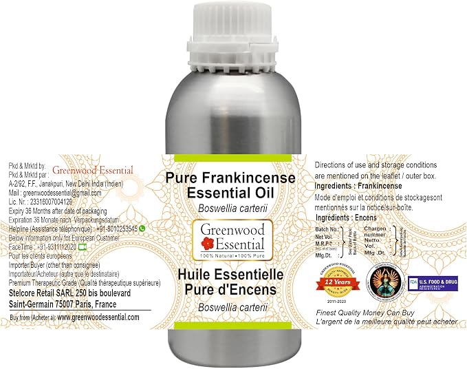 Greenwood Essential Pure Frankincense Essential Oil (Boswellia carterii) Steam Distilled 630ml (21.3 oz)