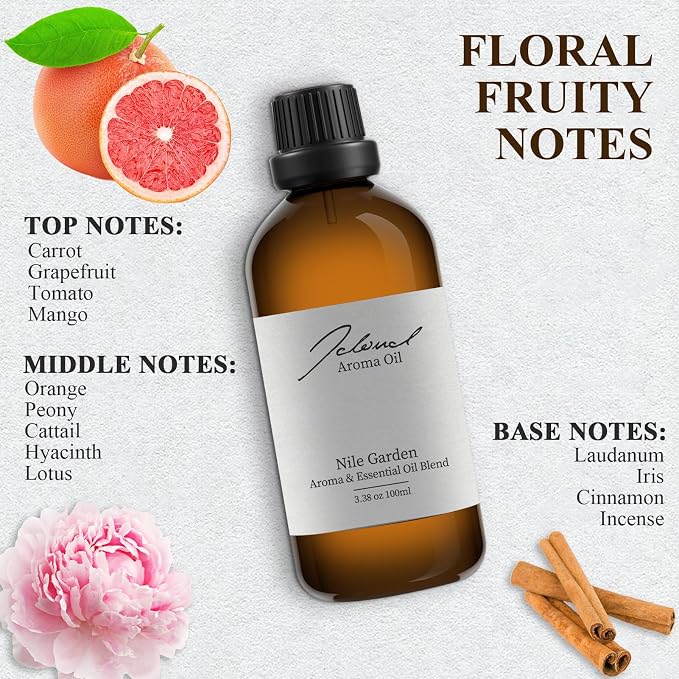 JCLOUD Nile Garden Essential Oil Inspired by Hermes | Hotel Scent - Pure Aromatherapy Diffuser Oil with Orange and Cinnamon, Home Luxury & Hotel Scents for Essential Oil Diffusers - 100mL