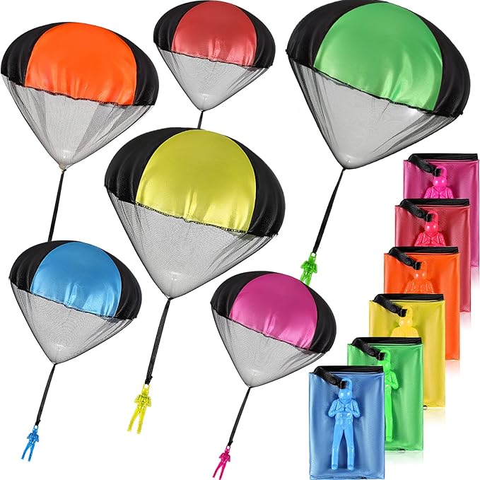 Vinsot 36 Pieces Army Parachute Toy Parachute Flying Toys Action Figures Toy Hand Throwing Army Men Toy Figures No Battery Throwing Toys for Present Teens Boys Outdoor Games (Solid Color Style)