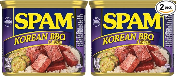 SPAM Korean BBQ Flavored, Shelf Stable Canned Meat, 12 Oz Can (Pack of 2)