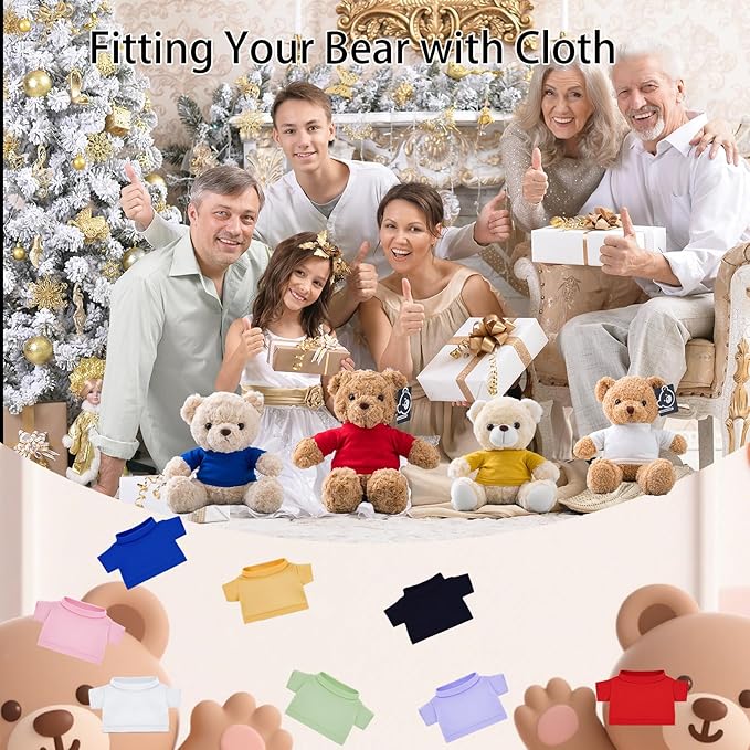 10 Pcs Custom Teddy Bear Clothes with Photo Text, Personalized Stuffed Animal Clothing Fit 8-16inch Stuffed Bear Clothing, Personalized Doll Clothes Make Your Own Plush Doll Shirt
