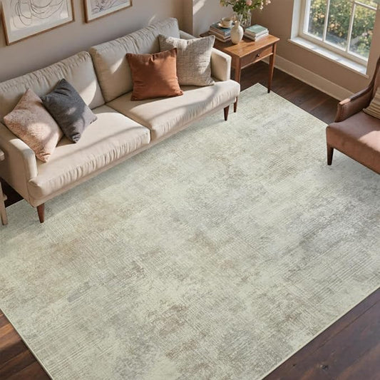 6x9 Ft Large Area Rugs for Living Room, Soft Non-Slip Washable Rugs Modern Abstract Pattern Carpet for Bedroom Indoor Floor Nursery Home Decor (Beige)