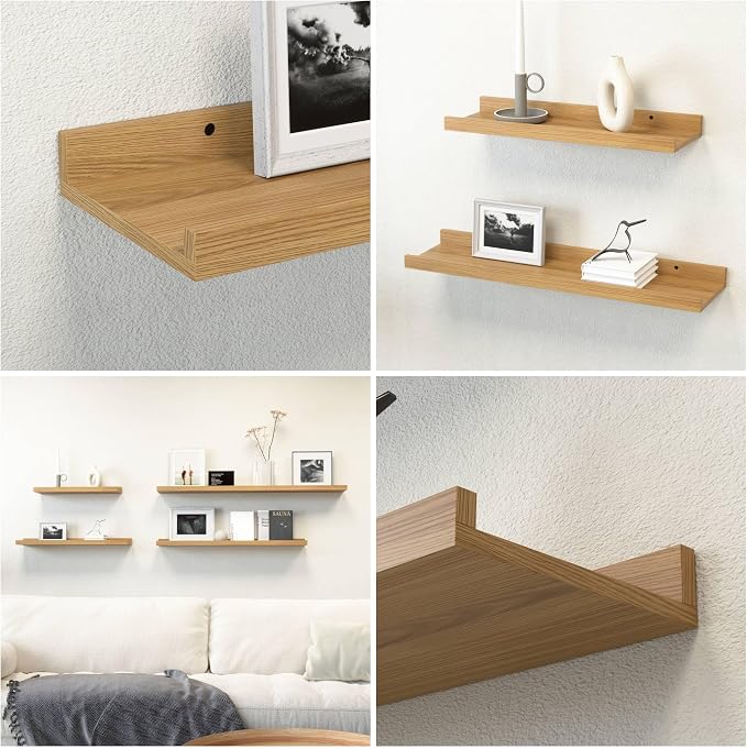 Boswillon Floating Shelves Set of 2, Long Wall Shelf with Lip, 36in, Oak | Display Ledge Shelf for Room Wall, Wall Decor Shelves for Bathroom, Living Room, Bedroom, Kitchen, Nursery Room, Rustic, Wood