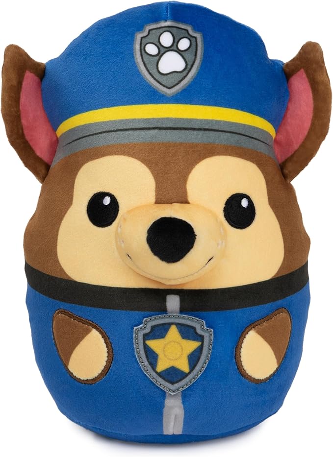 PAW Patrol Chase Squish Plush, Official Toy from The Hit Cartoon, Squishy Stuffed Animal for Ages 1 and Up, 8”