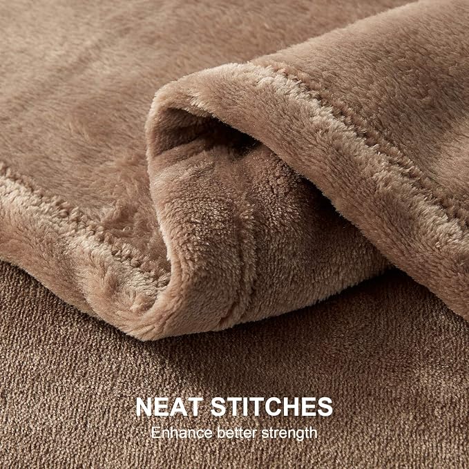 Hansleep Queen Camel Fleece Blanket, Soft Flannel Bed Blanket | Fuzzy Cozy Blanket 90x90 Inches, Multi-use for Bed, Sofa, Couch, Travel, Camping, All Season Warm Lightweight Cover