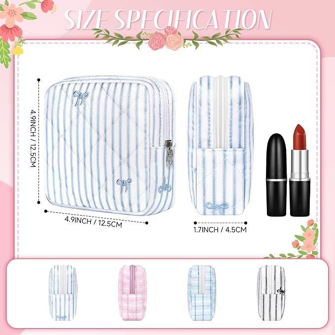 Likesing Quilted Period Bag, Period Pouches for Teen Girls Womens, Portable Floral Print Sanitary Napkin Storage Bag Feminine Emergency Tampon Pad Pouch(Pink Floral Clash)