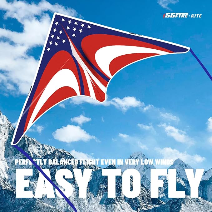 Delta Kite Set for Kids and Adults,Extremely Easy to Launch for Beginners, Perfect for Beaches and Parks,ites for Beach Trip Park Family Outdoor Games and Activities (Speed Triancle American Flag, 1)