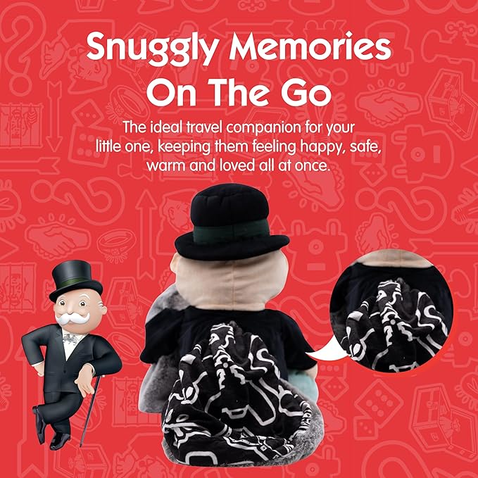 Monopoly Blankie Bestie Stuffed Animal Blanket - 2-in-1 Baby Blanket with Stuffed Animal, Soft Plush Toy Baby Shower Gifts for Boys, Girls, Toddlers & Kids, Sensory Plush Toy