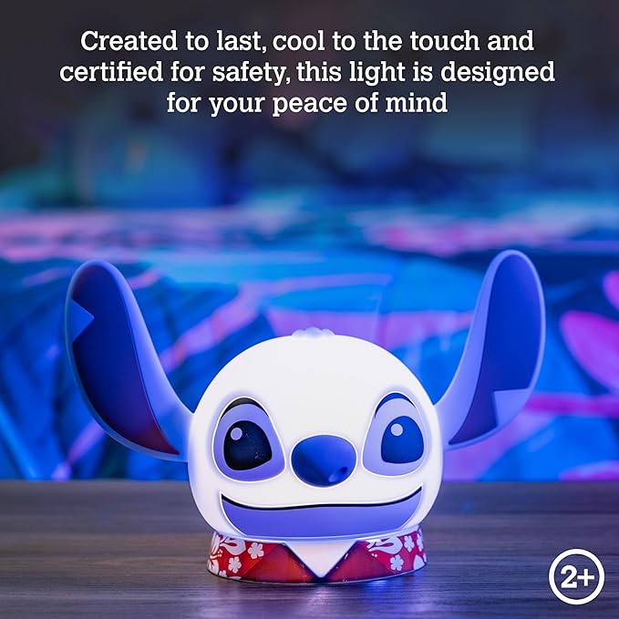 Disney Lilo and Stitch Squish Light, Night Light for Kids, USB Lamp, Battery Operated, Dimmable, Ideal for Bedroom, Playroom, Living Room, and More, 83063