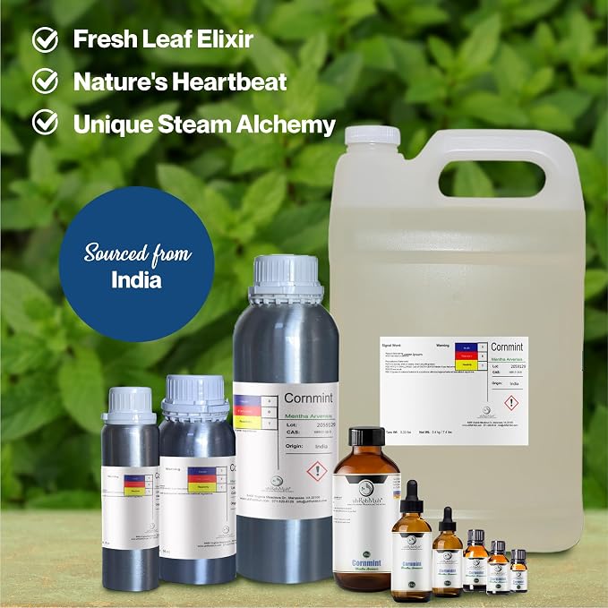 Cornmint Essential Oil - 100% Pure & Natural Essential Oil for Aromatherapy, Home Essential Diffuser Oil, Refreshing Minty Aroma for Aromatherapy and Skincare - Sourced from India 16oz