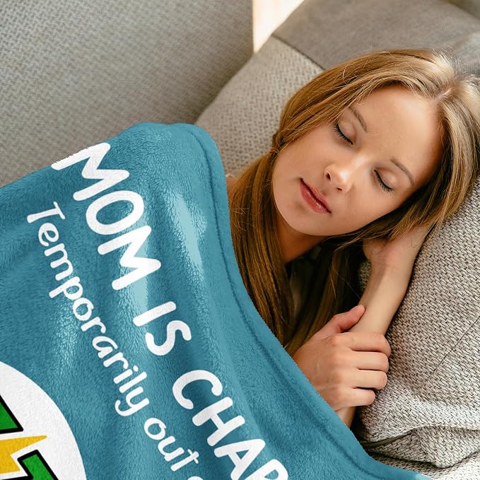 Craftique Mom Birthday Gifts, Funny Gifts for Mom- Mom's Charging Blanket | Mom Gifts for Women from Daughter Son Husband, Super Soft Blanket Throw for Napping Travel, 60”×50”