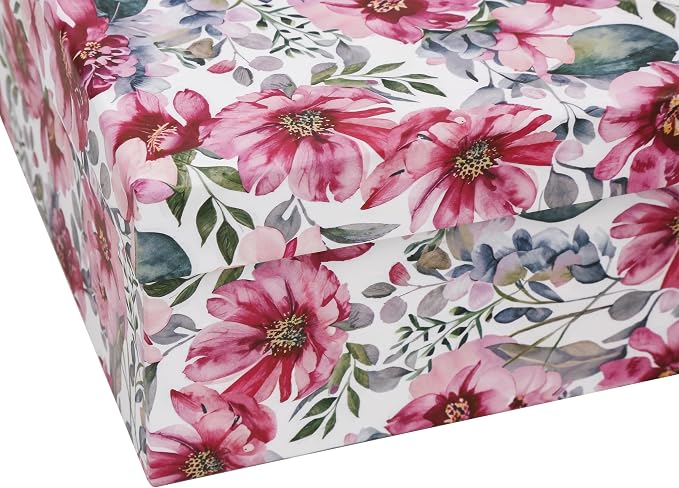 3-Piece Decorative Storage Boxes with Lids, Watercolor Floral Design Inspired by Garden Blooms, Cardboard Keepsake Box Set, Photo & Memory Storage for Home Decor and Modern Organization