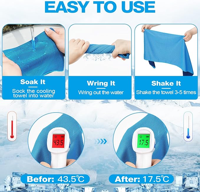 MENOLY 30 Packs Cooling Towels Bulk (40"x12") Gym Cooling Towels for Neck and Face Sweat Workout Cooling Neck Rags for Sports Yoga Soft Microfiber Breathable Rags for Hiking Running Fitness-Multicolor