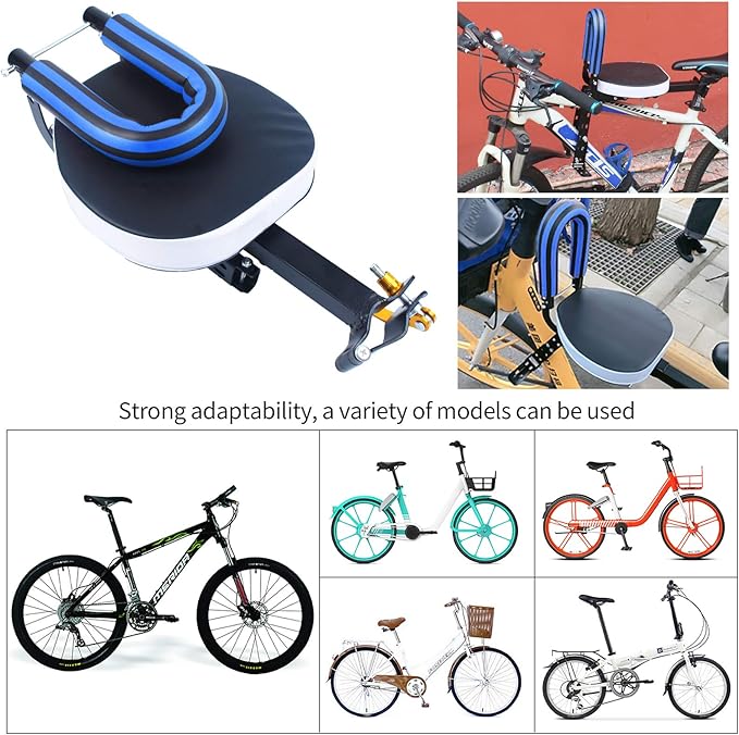 Child Bike Seat, Portable Retractable Foldable Front Mounted Kids Bike Seat, Suitable for Children 1~3 Years, Detachable Child Bike Seat Suitable for All Types of Bicycles