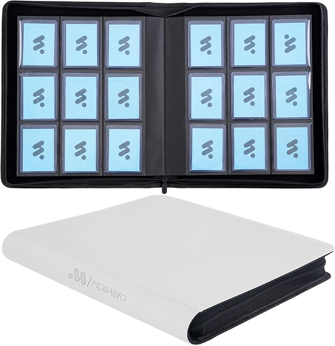 Top Loader Binder, Holds 324 Top Loaders,9 Pocket Top Loader Binders for 3" x 5" Rigid Cards,Top Loader Card Binder for Hard Plastic Top Loaders- White